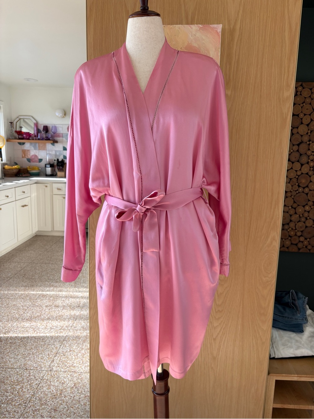 La Perla Pink Silk Robe with Self Tie